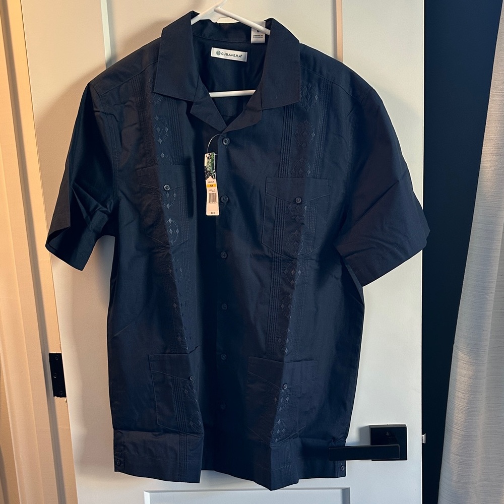 Cubavera Men's Blue Casual Button Down Guayabera